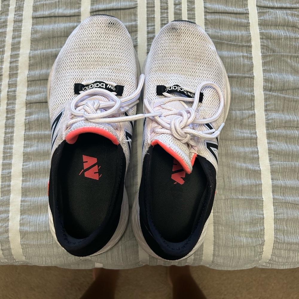 White, pink, & black new balance sneakers